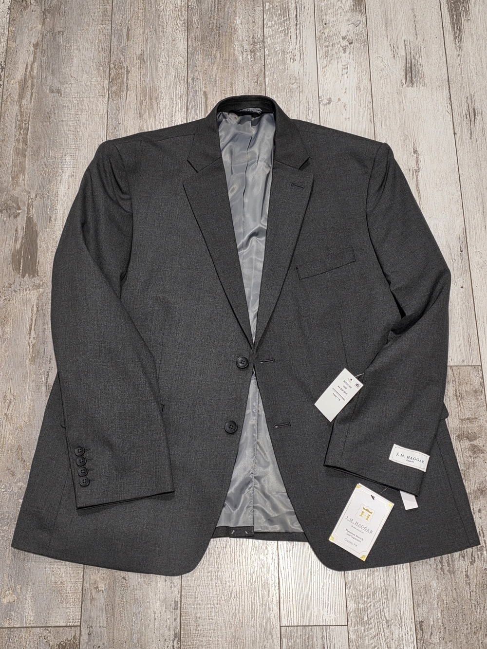 44S Men's Haggar Blazer New With Tags Classic Fit Gray 2 Button Sport Coat
